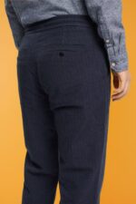Esprit Pinstripe trousers with drawstring waistband Men Dark Blue Trousers & Pants P0D0X816 - Image 3