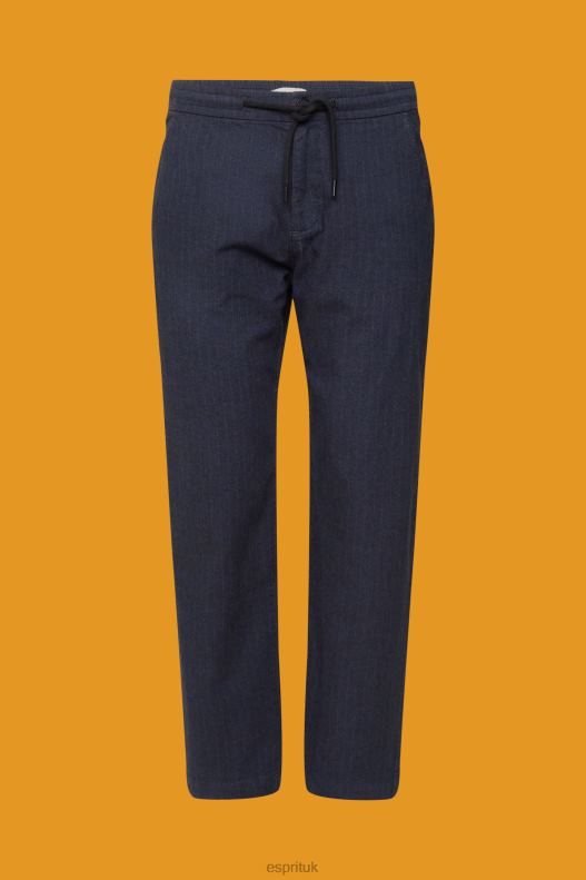 Esprit Pinstripe trousers with drawstring waistband Men Dark Blue Trousers & Pants P0D0X816 - Image 5