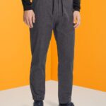 Esprit Pinstripe trousers with drawstring waistband Men Medium Grey Trousers & Pants P0D0X815
