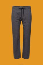 Esprit Pinstripe trousers with drawstring waistband Men Medium Grey Trousers & Pants P0D0X815 - Image 5