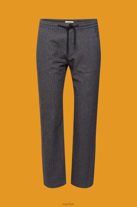 Esprit Pinstripe trousers with drawstring waistband Men Medium Grey Trousers & Pants P0D0X815 - Image 5