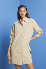 Esprit Pinstriped shirt dress, 100% cotton Women Beige Dresses P0D0X278