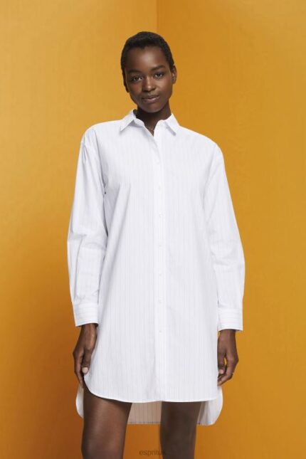 Esprit Pinstriped shirt dress, 100% cotton Women White Dresses P0D0X277