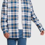 Esprit Plaid flannel shirt Men Blue Shirts P0D0X793