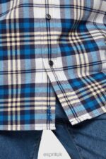 Esprit Plaid flannel shirt Men Blue Shirts P0D0X793 - Image 5