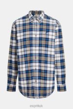 Esprit Plaid flannel shirt Men Blue Shirts P0D0X793 - Image 6