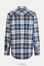 Esprit Plaid flannel shirt Men Blue Shirts P0D0X793 - Image 7