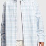 Esprit Plaid flannel shirt Men Light Blue Shirts P0D0X791