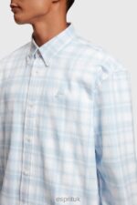 Esprit Plaid flannel shirt Men Light Blue Shirts P0D0X791 - Image 4