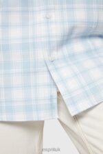 Esprit Plaid flannel shirt Men Light Blue Shirts P0D0X791 - Image 5