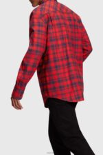Esprit Plaid flannel shirt Men Red Shirts P0D0X792 - Image 3