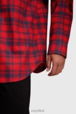 Esprit Plaid flannel shirt Men Red Shirts P0D0X792 - Image 4