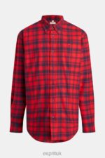 Esprit Plaid flannel shirt Men Red Shirts P0D0X792 - Image 6