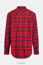 Esprit Plaid flannel shirt Men Red Shirts P0D0X792 - Image 7