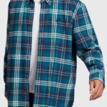 Esprit Plaid flannel shirt Men Teal Blue Shirts P0D0X794