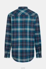 Esprit Plaid flannel shirt Men Teal Blue Shirts P0D0X794 - Image 7