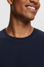 Esprit Plain T-shirt Men Navy T-Shirts P0D0X930 - Image 3