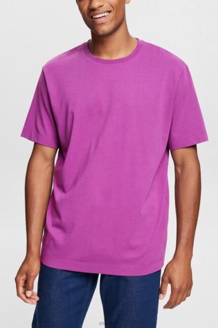 Esprit Plain T-shirt Men Violet T-Shirts P0D0X932
