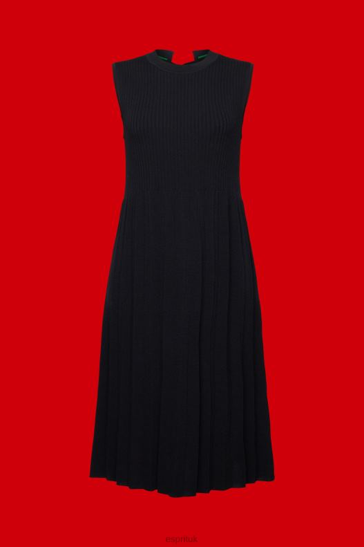 Esprit Pleated and sleeveless maxi dress with crewneck Women Black Dresses P0D0X124 - Image 5