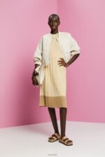 Esprit Pleated and sleeveless maxi dress with crewneck Women Light Beige Dresses P0D0X125 - Image 2