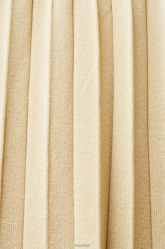 Esprit Pleated and sleeveless maxi dress with crewneck Women Light Beige Dresses P0D0X125 - Image 4