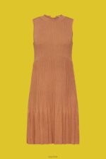 Esprit Pleated fit and flare dress Women Brown Dresses P0D0X382 - Image 5
