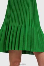 Esprit Pleated fit and flare dress Women Green Dresses P0D0X386 - Image 2