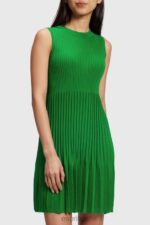 Esprit Pleated fit and flare dress Women Green Dresses P0D0X386