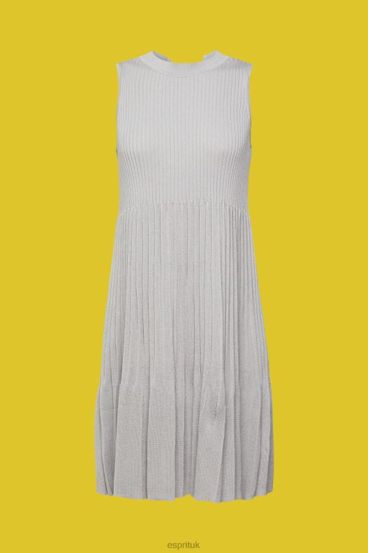 Esprit Pleated fit and flare dress Women Medium Grey Dresses P0D0X381 - Image 5