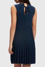 Esprit Pleated fit and flare dress Women Navy Dresses P0D0X384 - Image 3