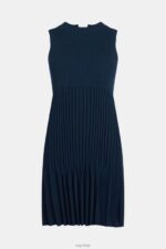 Esprit Pleated fit and flare dress Women Navy Dresses P0D0X384 - Image 6