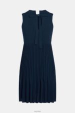 Esprit Pleated fit and flare dress Women Navy Dresses P0D0X384 - Image 7