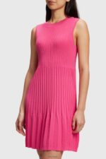 Esprit Pleated fit and flare dress Women Pink Fuchsia Dresses P0D0X385
