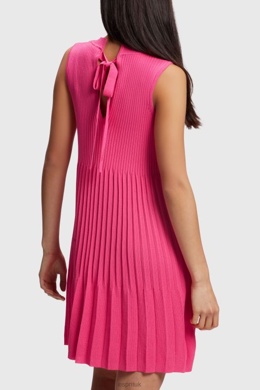 Esprit Pleated fit and flare dress Women Pink Fuchsia Dresses P0D0X385 - Image 3