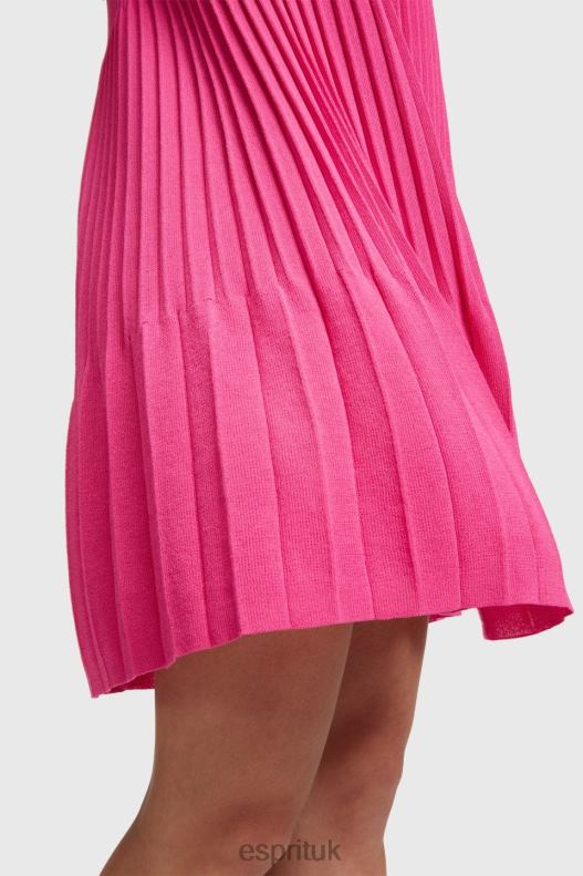 Esprit Pleated fit and flare dress Women Pink Fuchsia Dresses P0D0X385 - Image 4