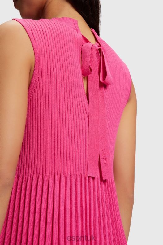 Esprit Pleated fit and flare dress Women Pink Fuchsia Dresses P0D0X385 - Image 5