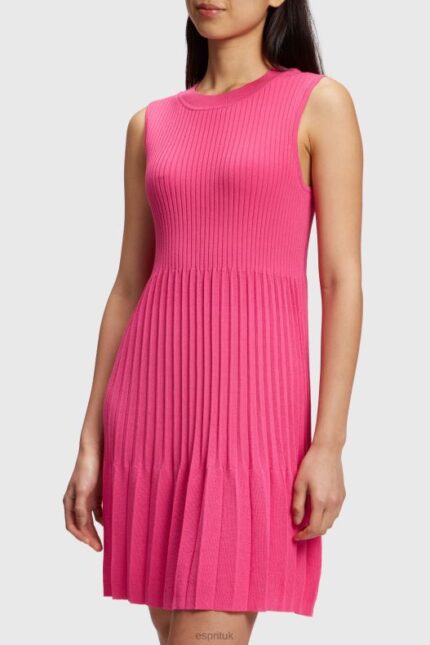 Esprit Pleated fit and flare dress Women Pink Fuchsia Dresses P0D0X385