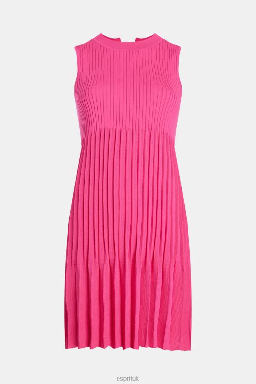 Esprit Pleated fit and flare dress Women Pink Fuchsia Dresses P0D0X385 - Image 6