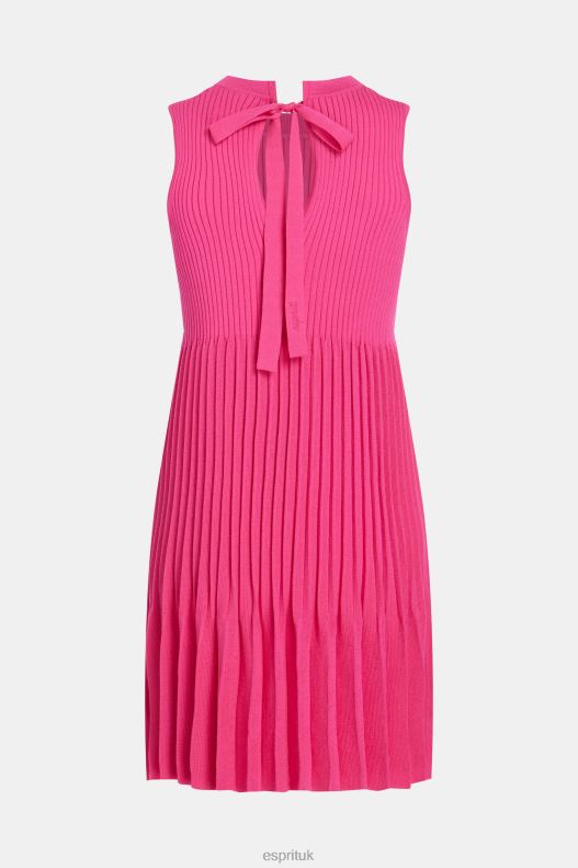 Esprit Pleated fit and flare dress Women Pink Fuchsia Dresses P0D0X385 - Image 7