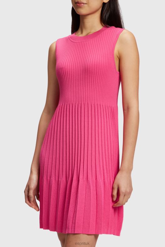 Esprit Pleated fit and flare dress Women Pink Fuchsia Dresses P0D0X385 - Image 1
