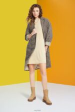 Esprit Pleated fit and flare dress Women Sand Dresses P0D0X383 - Image 2