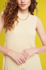 Esprit Pleated fit and flare dress Women Sand Dresses P0D0X383 - Image 3