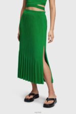 Esprit Pleated midi skirt Women Green Skirts P0D0X389 - Image 2