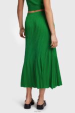 Esprit Pleated midi skirt Women Green Skirts P0D0X389 - Image 3