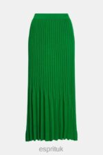 Esprit Pleated midi skirt Women Green Skirts P0D0X389 - Image 6