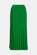Esprit Pleated midi skirt Women Green Skirts P0D0X389 - Image 7