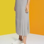 Esprit Pleated midi skirt Women Medium Grey Skirts P0D0X481