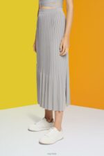 Esprit Pleated midi skirt Women Medium Grey Skirts P0D0X481