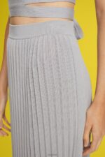 Esprit Pleated midi skirt Women Medium Grey Skirts P0D0X481 - Image 3