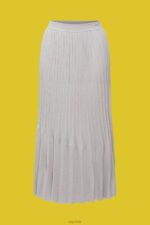 Esprit Pleated midi skirt Women Medium Grey Skirts P0D0X481 - Image 5